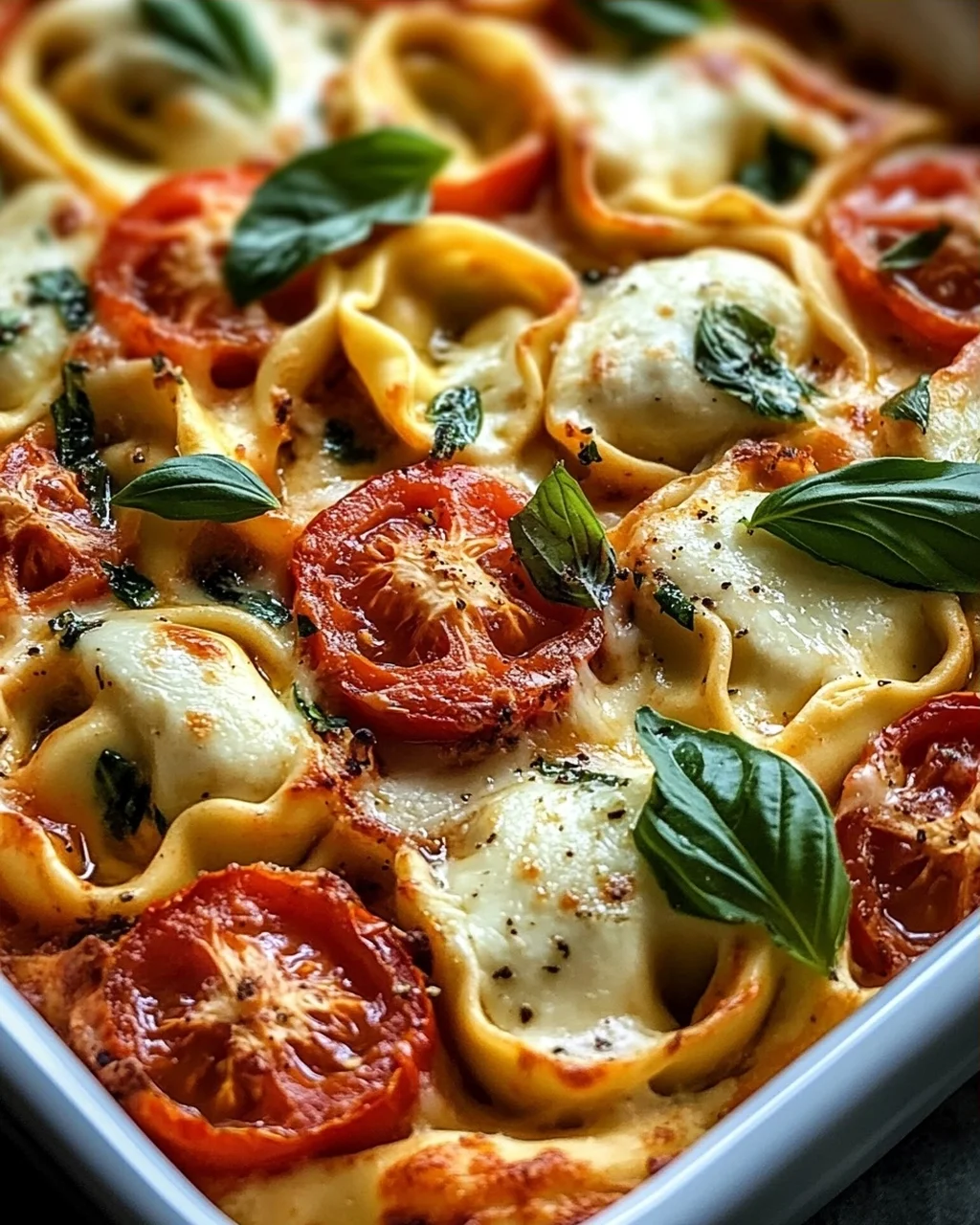 Tortellini-Auflauf mit Tomaten und Mozzarella