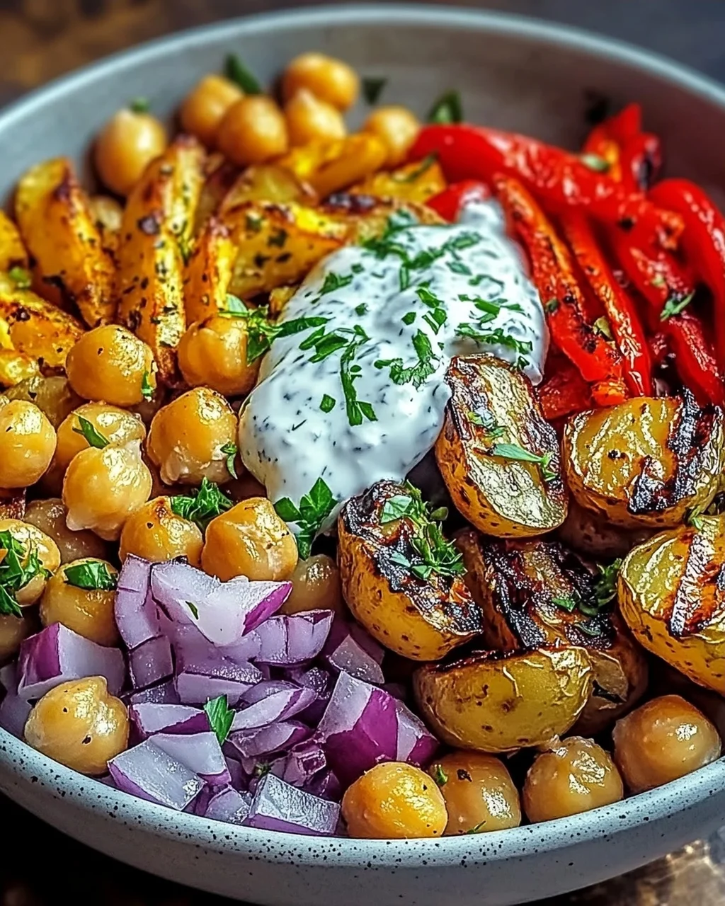 Vegan Mediterrane Gegrillte Gemüse Schüssel Genuss