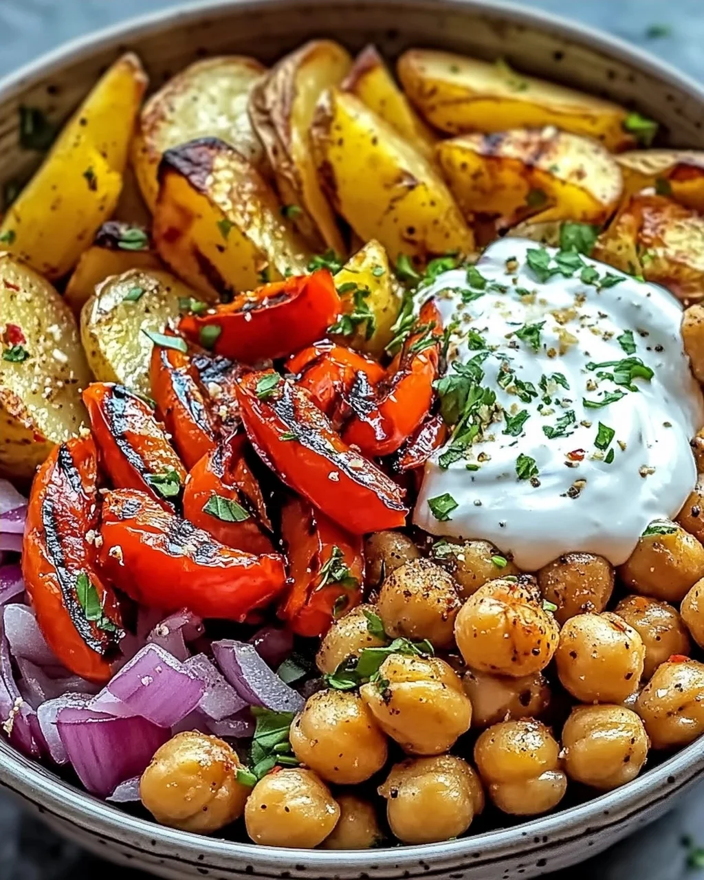 Vegan Mediterrane Gegrillte Gemüse Schüssel Genuss
