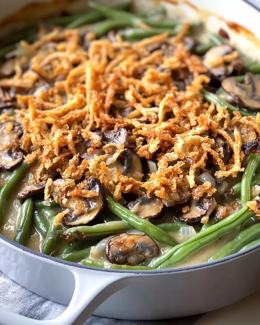 Vegane grüne Bohnenauflauf