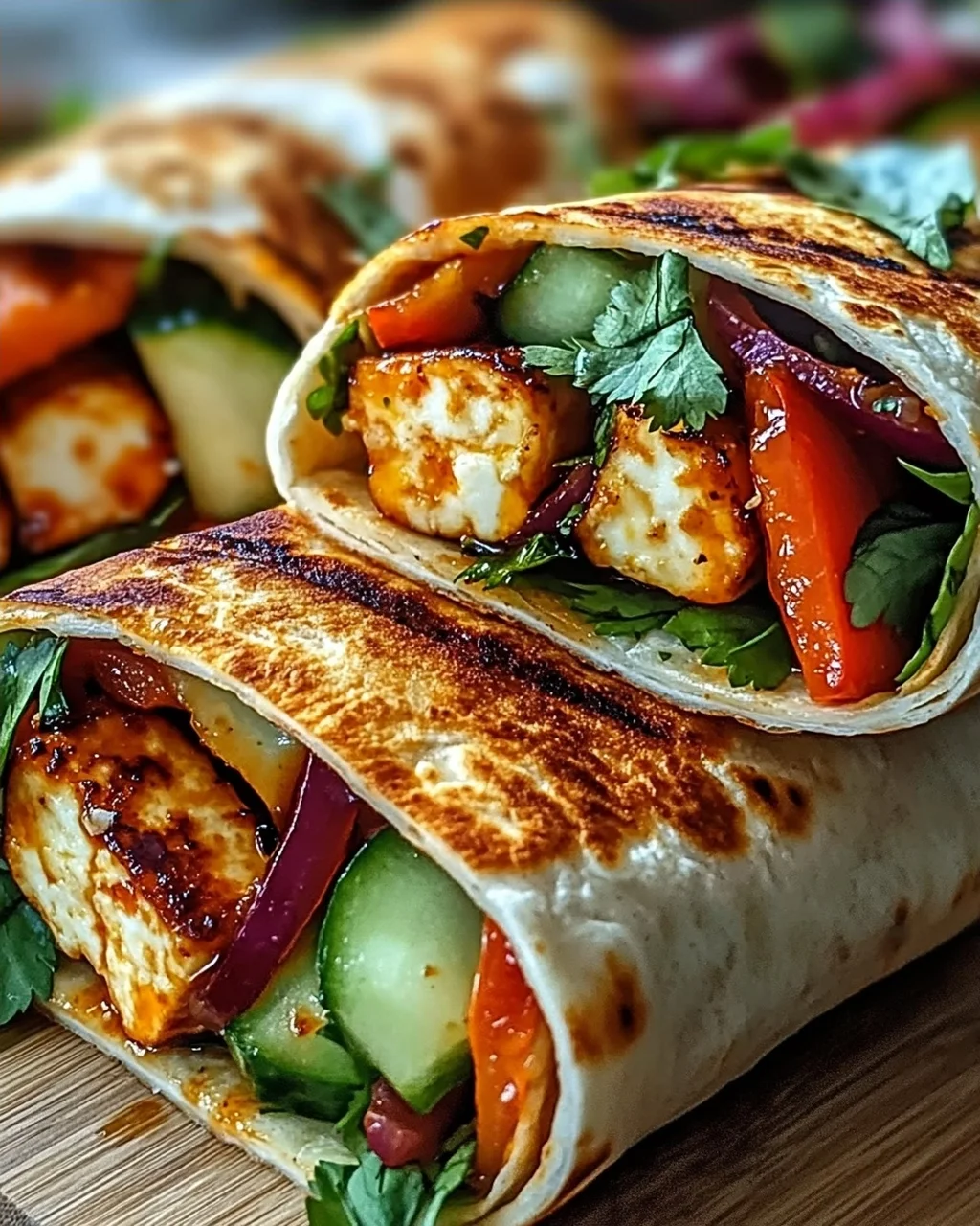 Vegetarische Süß-Chili-Halloumi-Wraps für deinen Genuss