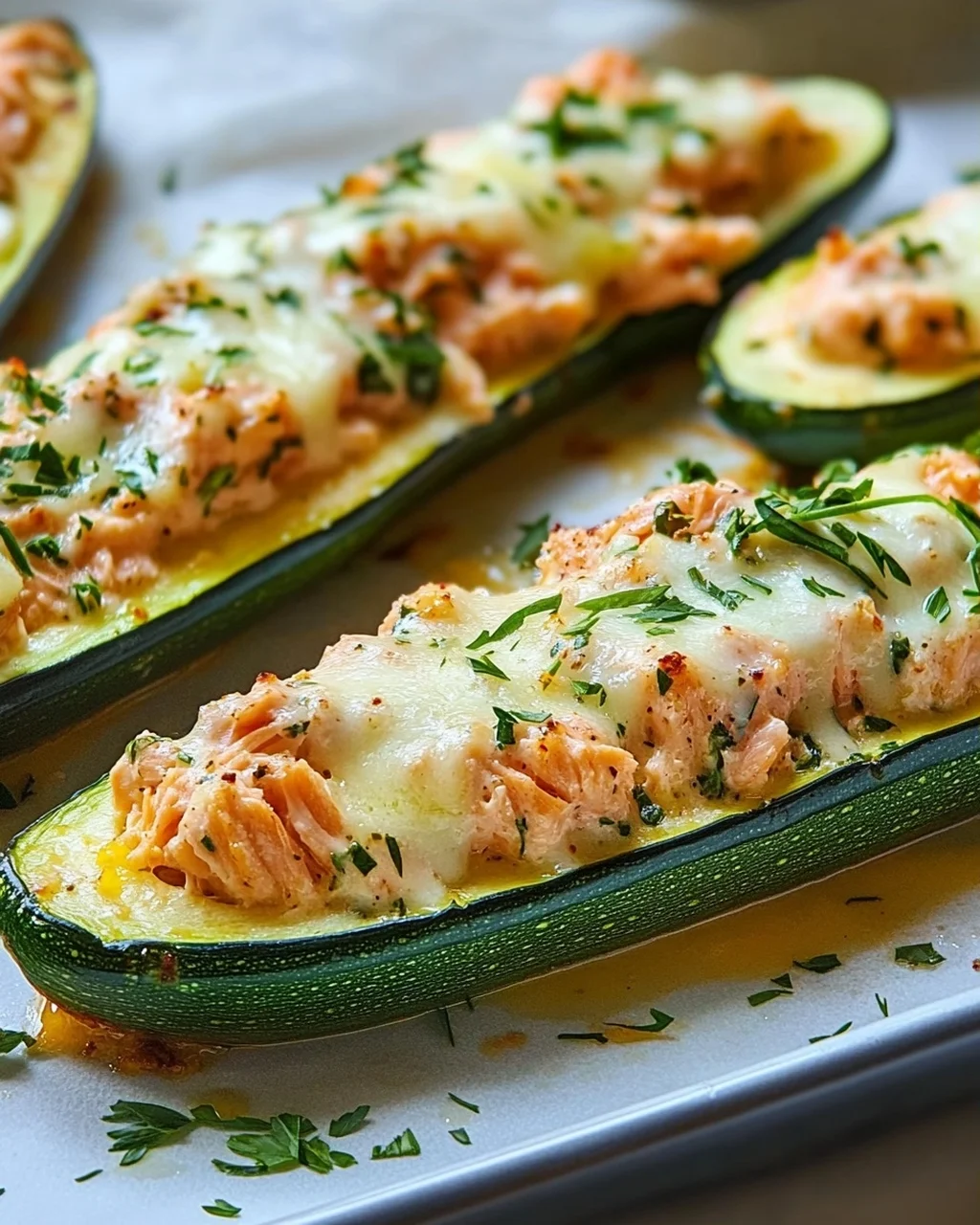 Zucchini-Boote mit Lachs-Zitronen-Creme