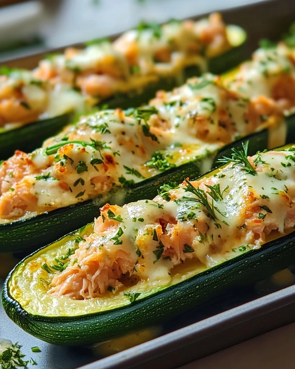 Zucchini-Boote mit Lachs-Zitronen-Creme
